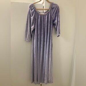 Vintage 70s 80s Bill Tice Light Purple Velour Lounge Gown Dress One Size OS